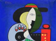 Pablo Picasso, Femme à la montre, 1932. Detail of face. Oil on canvas. 51 ¼ x 38 inches. 