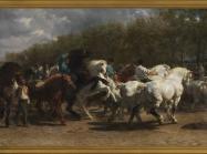 Rosa Bonheur, The Horse Fair, 1852–55. Oil on canvas. 96 1:4 x 199 1:2 in. (244.5 x 506.7 cm). The Met. Gift of Cornelius Vanderbilt, 1887. 87.25.