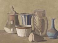 still life painting of jars