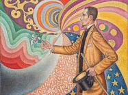 Paul Signac. Opus 217. Against the Enamel of a Background Rhythmic with Beats and Angles, Tones, and Tints, Portrait of M. Félix Fénéon in 1890.