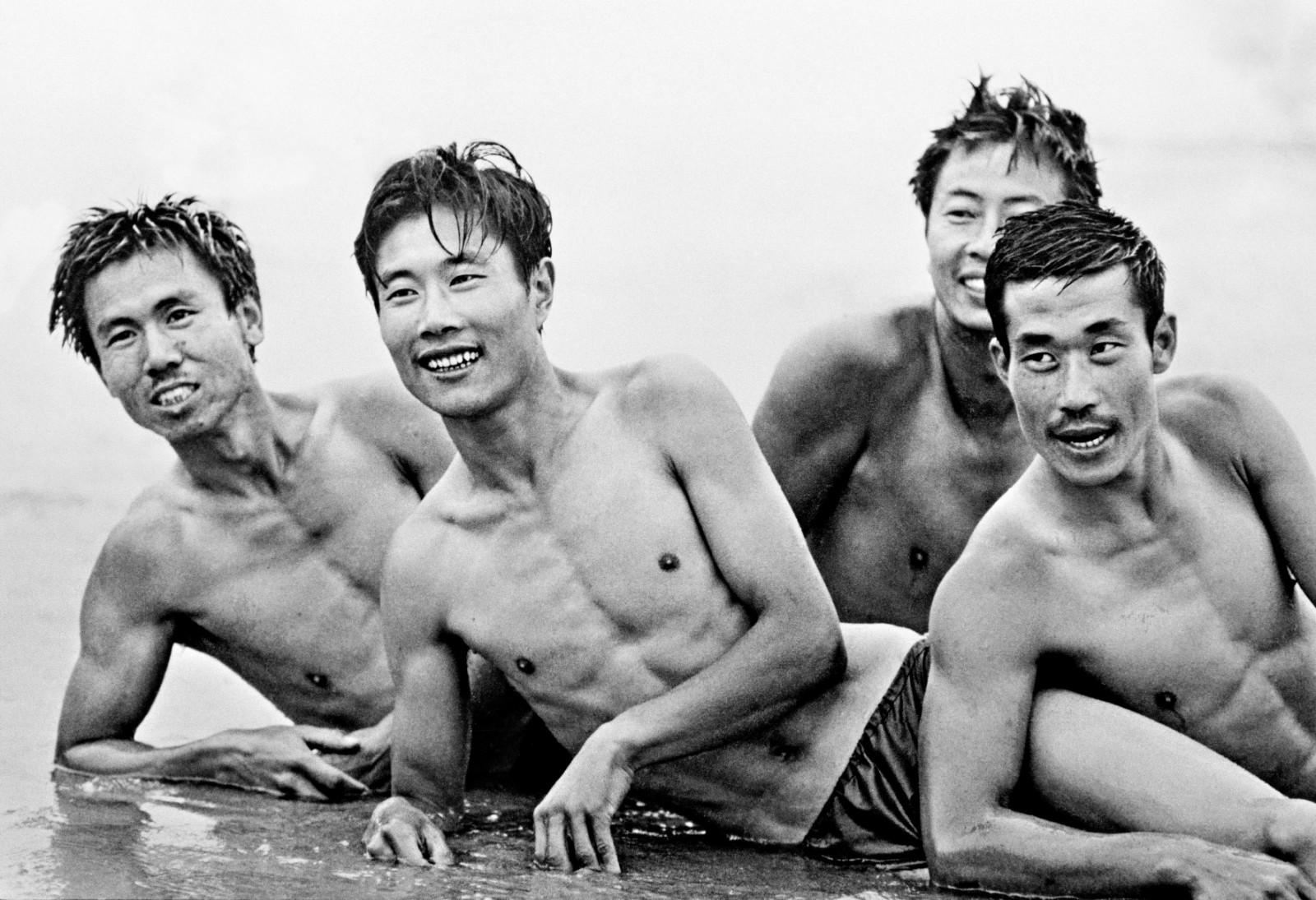 Posing for a beach portrait in China's Beidaihe resort, 1982