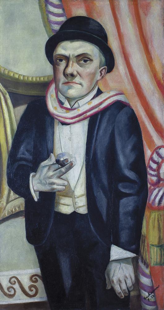 Max Beckmann (1884–1950), Self-Portrait in front of Red Curtain, 1923. Oil on canvas.