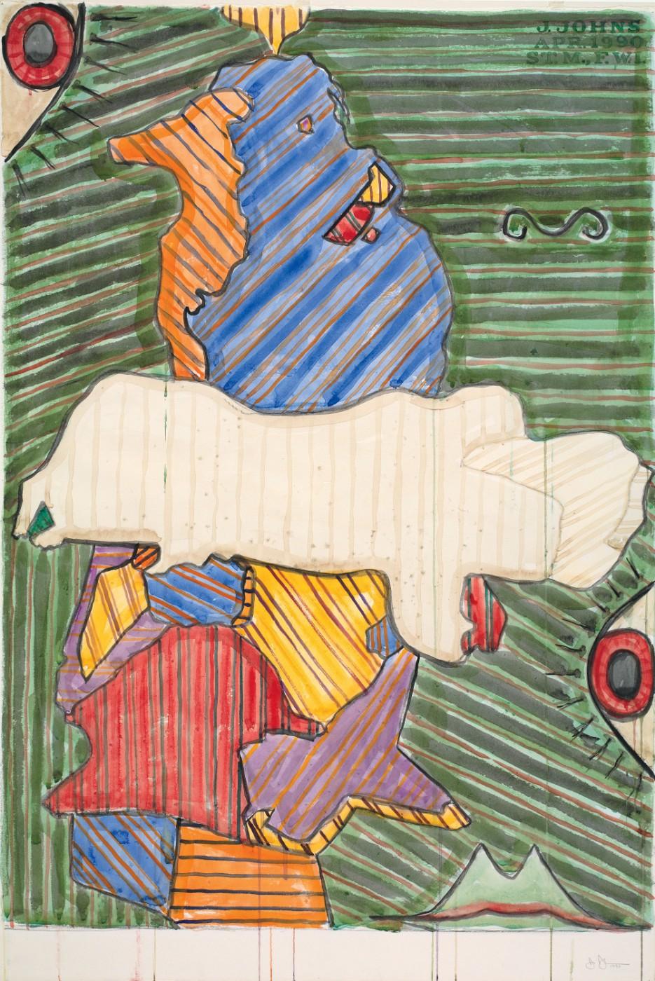 Jasper Johns, Untitled, 1990. Watercolor and graphite pencil on paper.