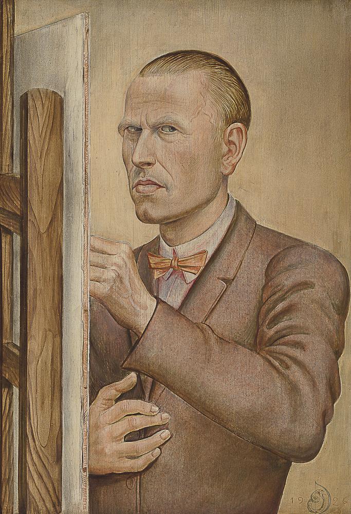 Otto Dix (1891–1969), Self-Portrait with Easel, 1926. Tempera on panel.