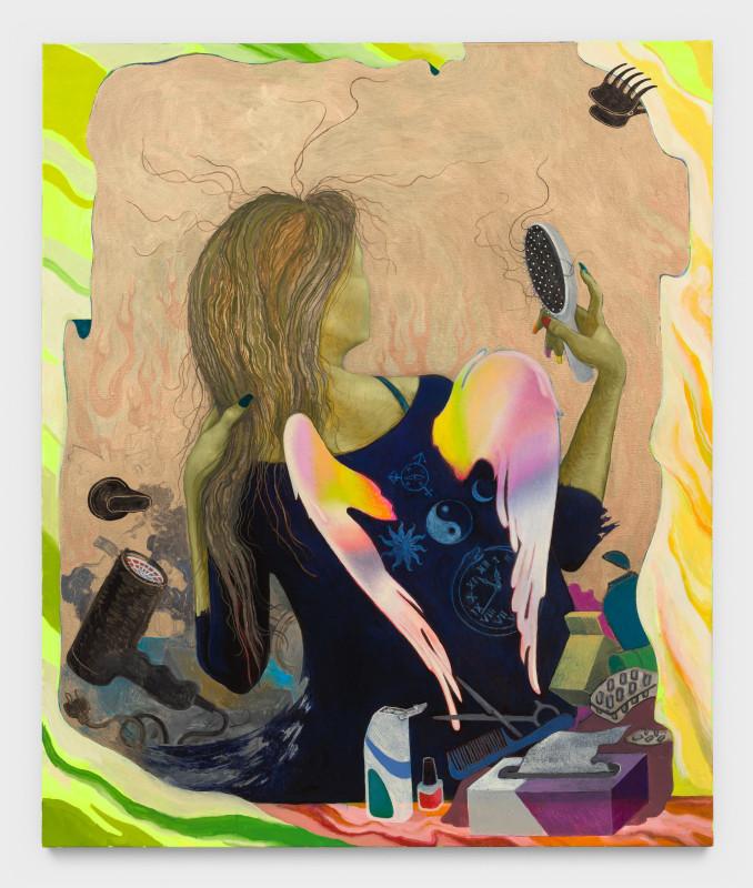 Hortensia Mi Kafchin, Years of Bad Hair Day, 2022 - 2023, oil on canvas, Courtesy PPOW Gallery