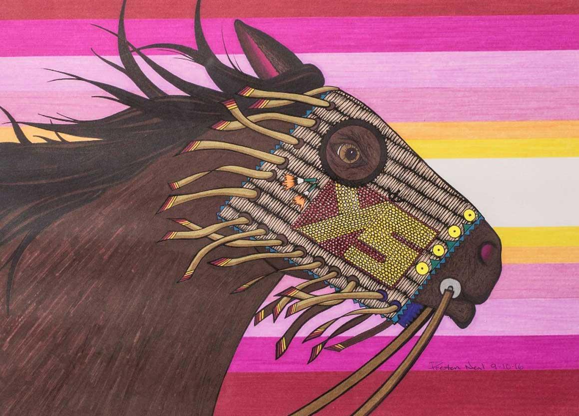 Preston Neal (Iháŋktȟuŋwaŋ; Yankton Sioux Tribe, North America, Plains region), "Horse with Yankton Sioux Mask," 2016
