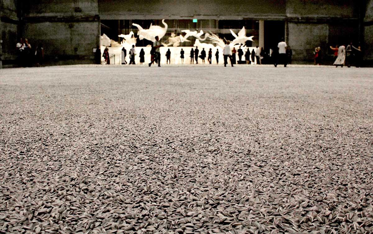 Ai Weiwei's Sunflower Seeds, installed as part of Life Cycle at the Marciano Art Foundation