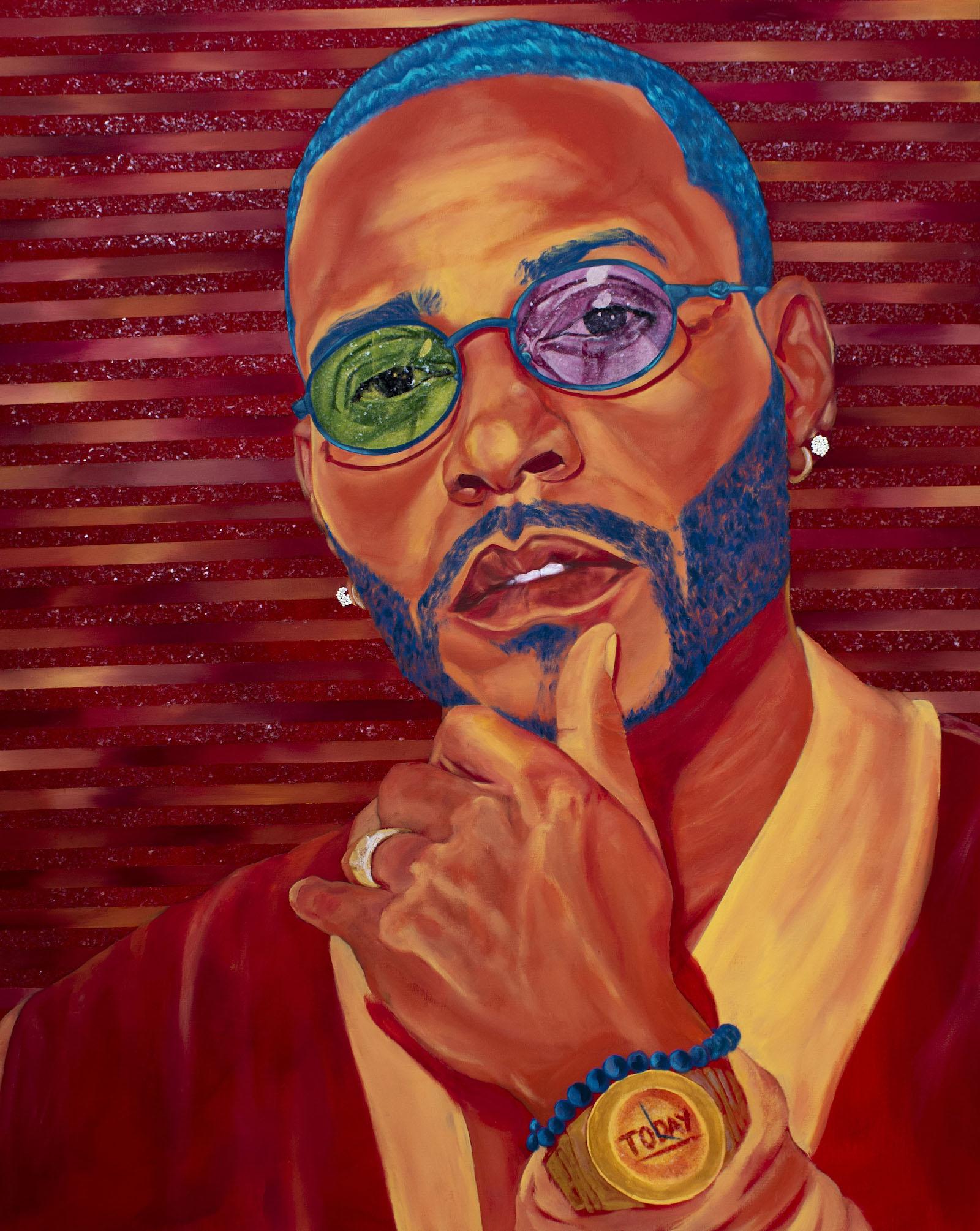 AJ Powell (B.F.A, painting, 2021), Memphis, TN. Today I Got Time, 2019. Acrylic on Canvas. 48 x 60.
