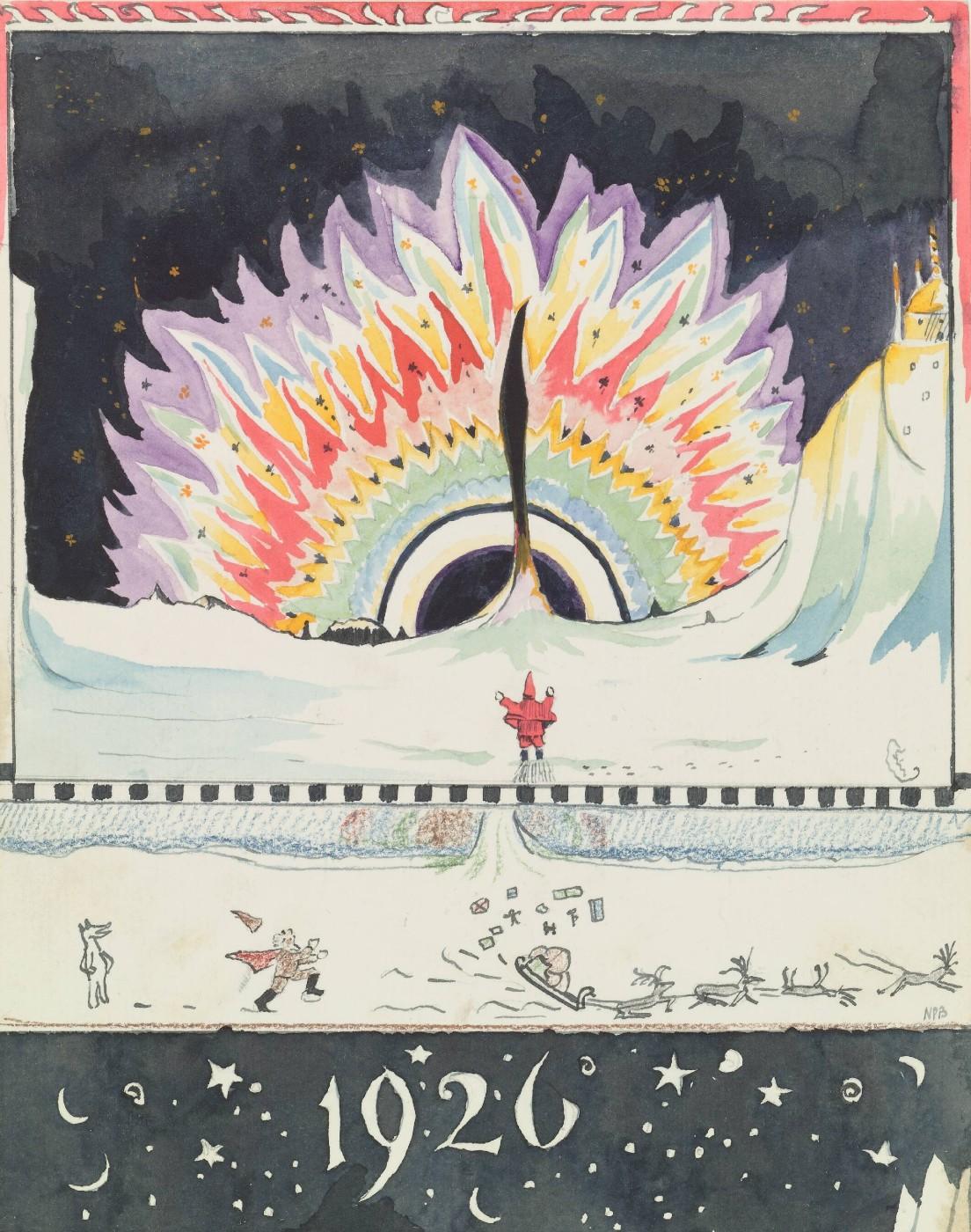 Drawing by Father Christmas of the Aurora Borealis
