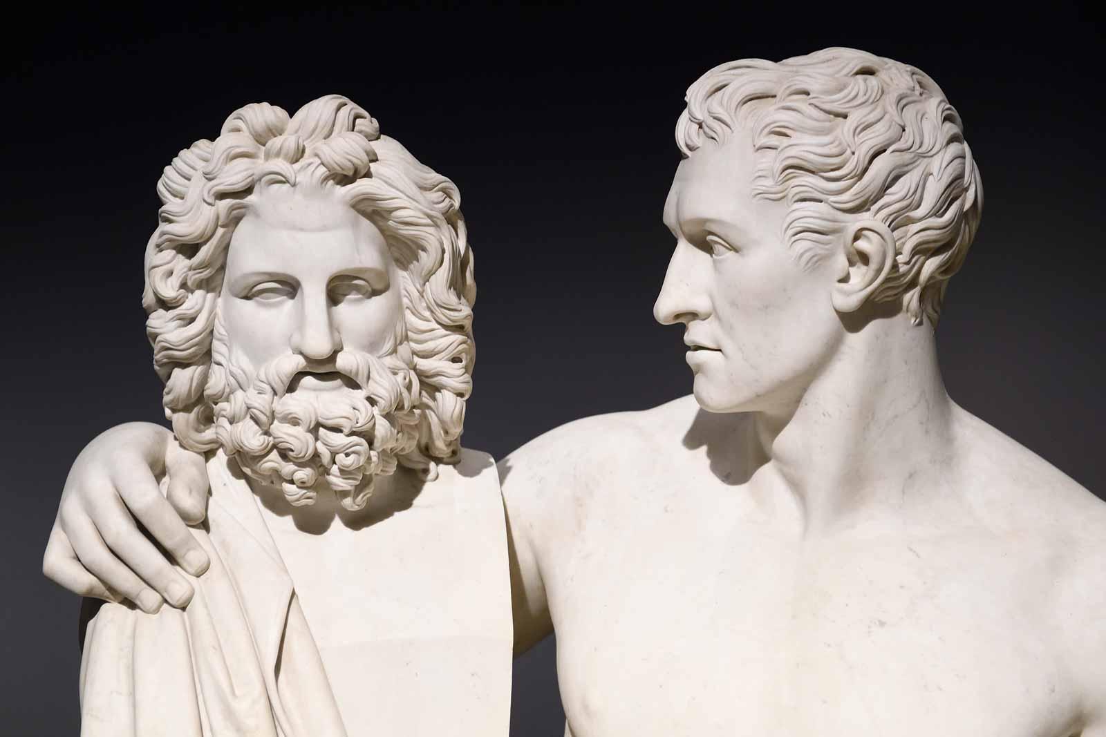 Giovanni Ceccarini, Antonio Canova Seated with His Arm Around the Phidian Herm of Jupiter, c. 1820.