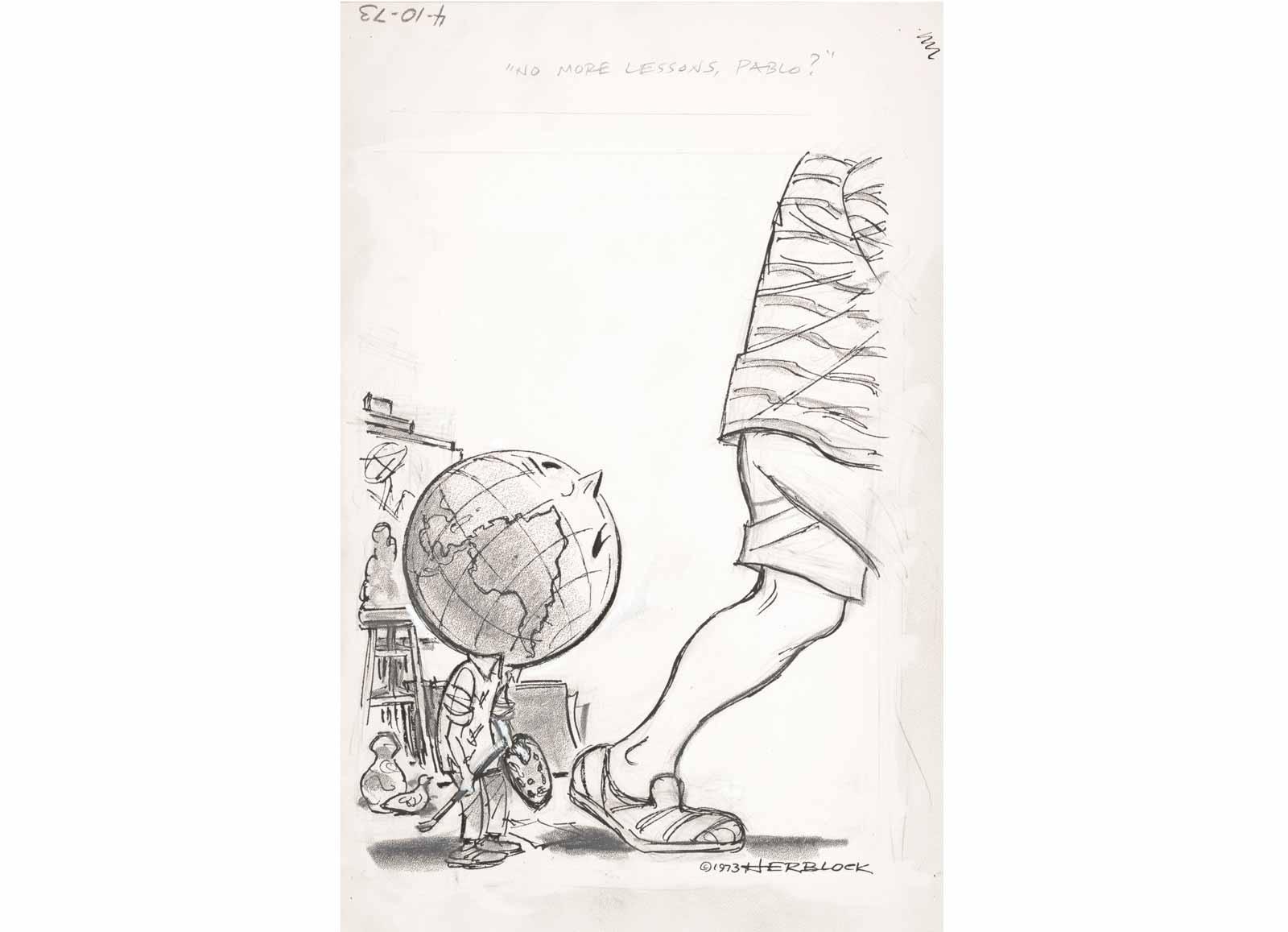 Herblock (1909–2001). "No More Lessons, Pablo?" 1973