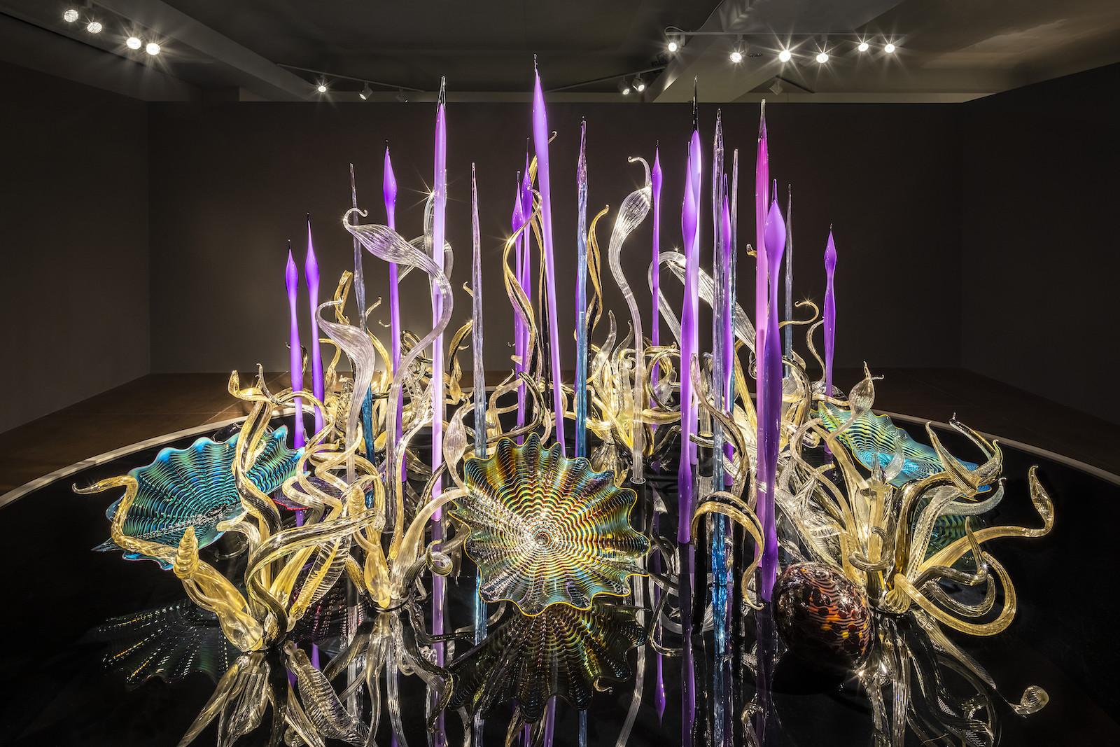 Dale Chihuly, Gilded Fiori, 2021, 8 x 14½ x 9', Desert Botanical Garden, Phoenix, Photo by Nathaniel Willson.