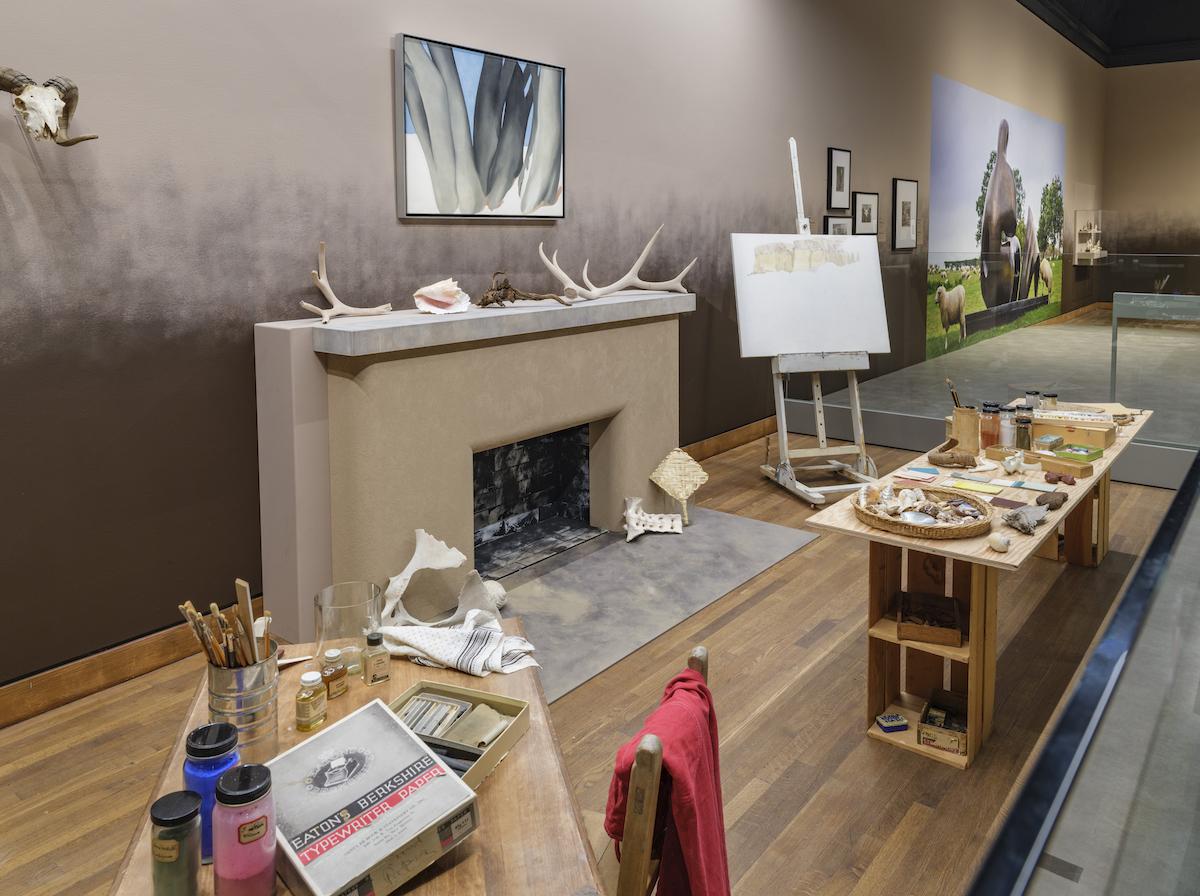 Installation view of "O'Keeffe and Moore: Giants of Modern Art" at the Montreal Museum of Fine Arts.