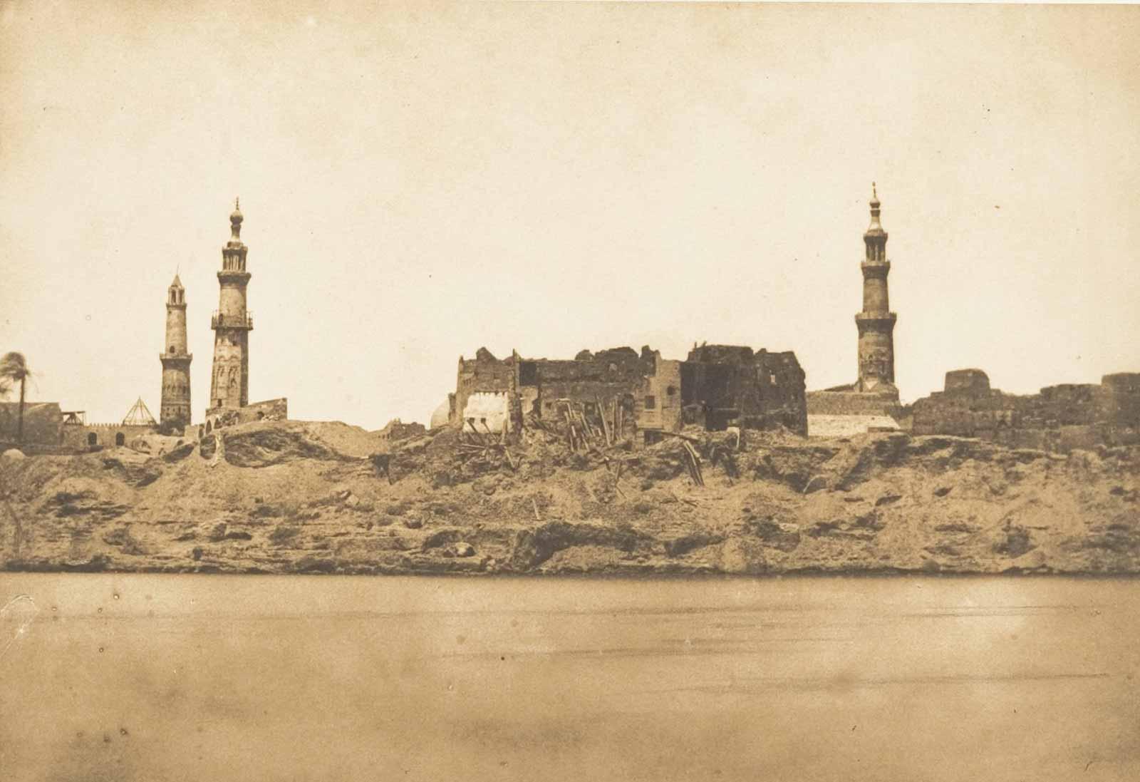 Maxime Du Camp, Vue de Girgeh et du littoral enlevé - par l’inondation du Nil, 1849–50.