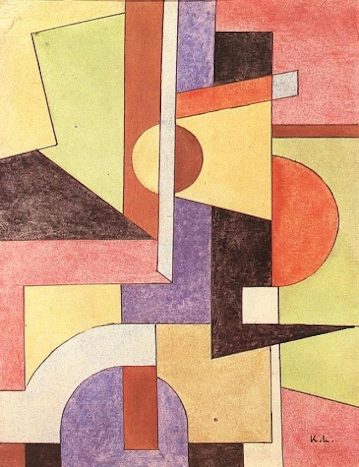 Lajos Kassak, Folk Motives (variation), 1921. Wikiart.