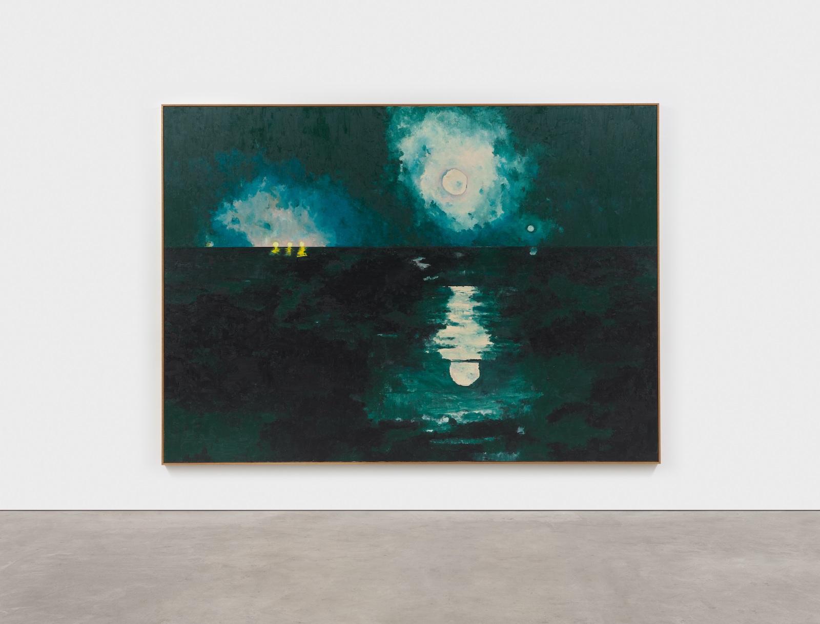 Harold Ancart, The Guiding Light, 2021. Oil stick and graphite pencil on canvas, artist's frame, 99 1/2 × 137 1/2 in. (252.7 × 349.3 cm). 