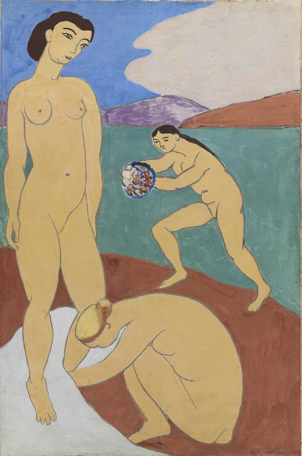 J. Rump Collection. © 2022 Succession H. Matisse / Artists Rights Society (ARS), New York. Henri Matisse, Le Luxe II, 1907-08. Distemper on canvas. 6’10 1/2″ x 54 3/4″ (209.5 x 139 cm). SMK – The National Gallery of Denmark, Copenhagen.