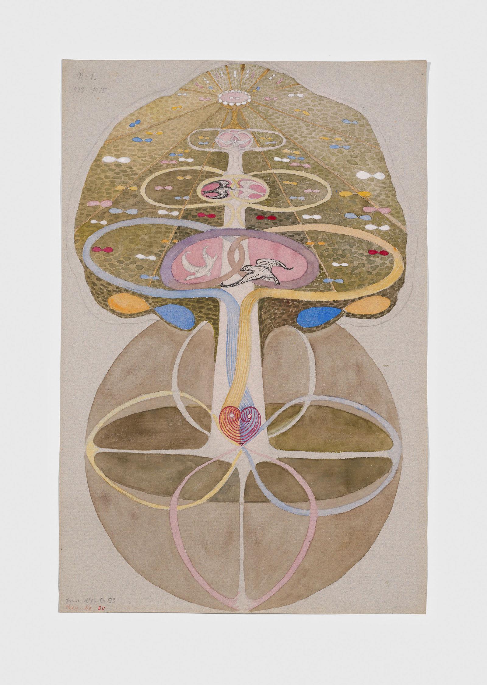 Hilma af Klint, Tree of Knowledge, No. 1, 1913-1915 Courtesy David Zwirner.