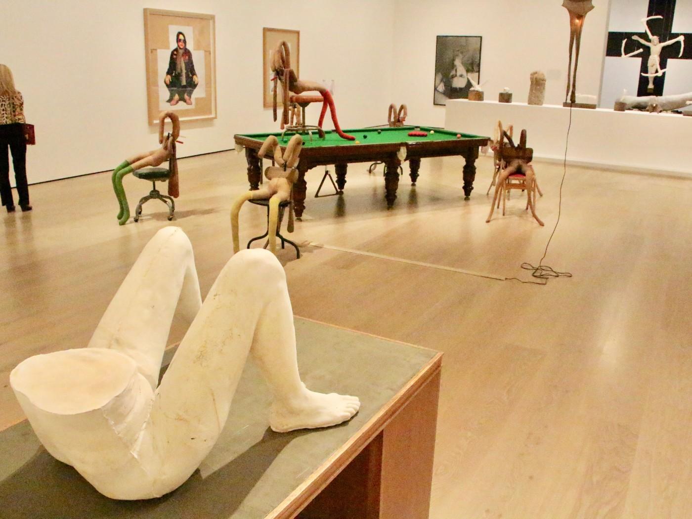 Installation view, Sarah Lucas: Au Naturel, at the Hammer Museum through September 1