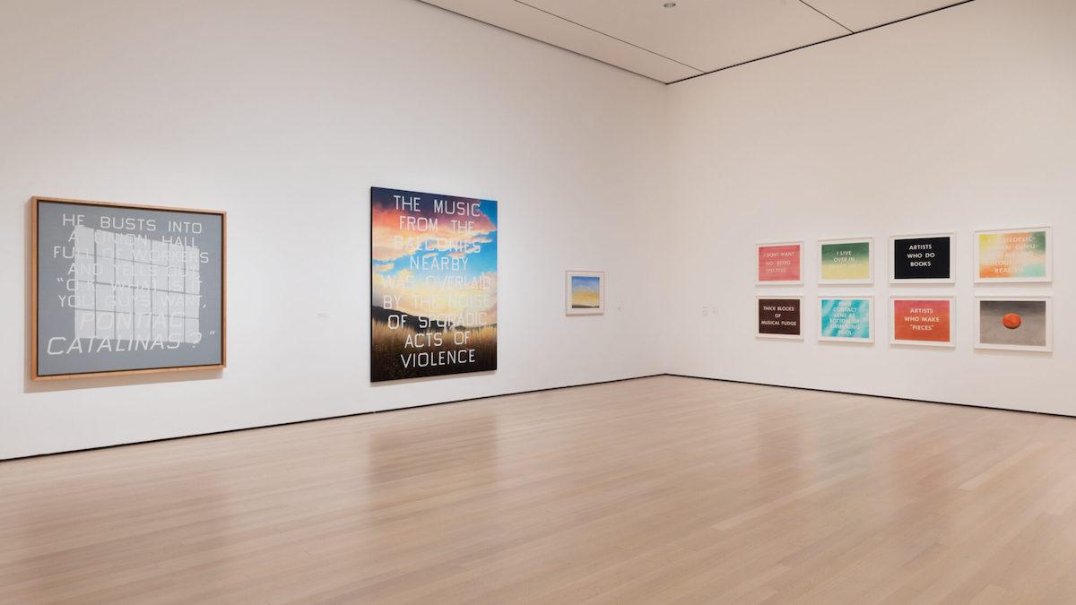 Installation view of ED RUSCHA / NOW THEN, on view at The Museum of Modern Art from September 10, 2023 through January 13, 2024. Photo: Jonathan Dorado