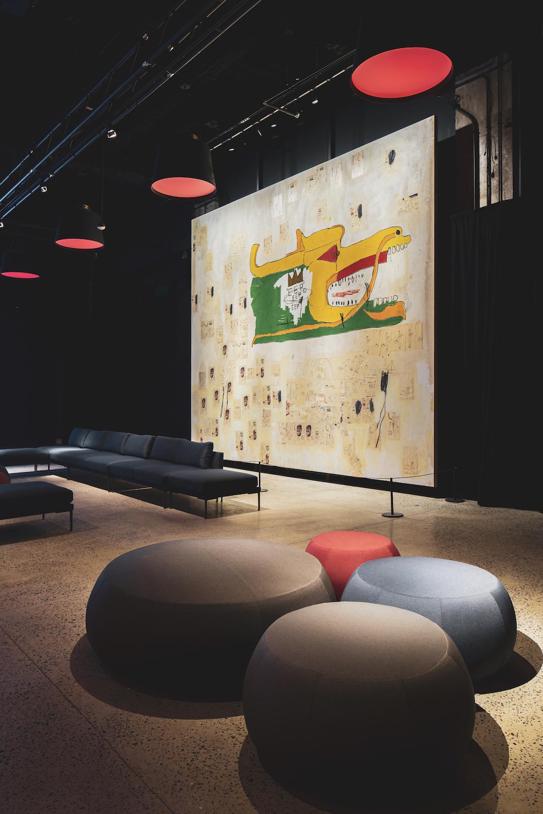 Interior view of Jean-Michel Basquiat: King Pleasure. Photo by Ivane Katamashvili.
