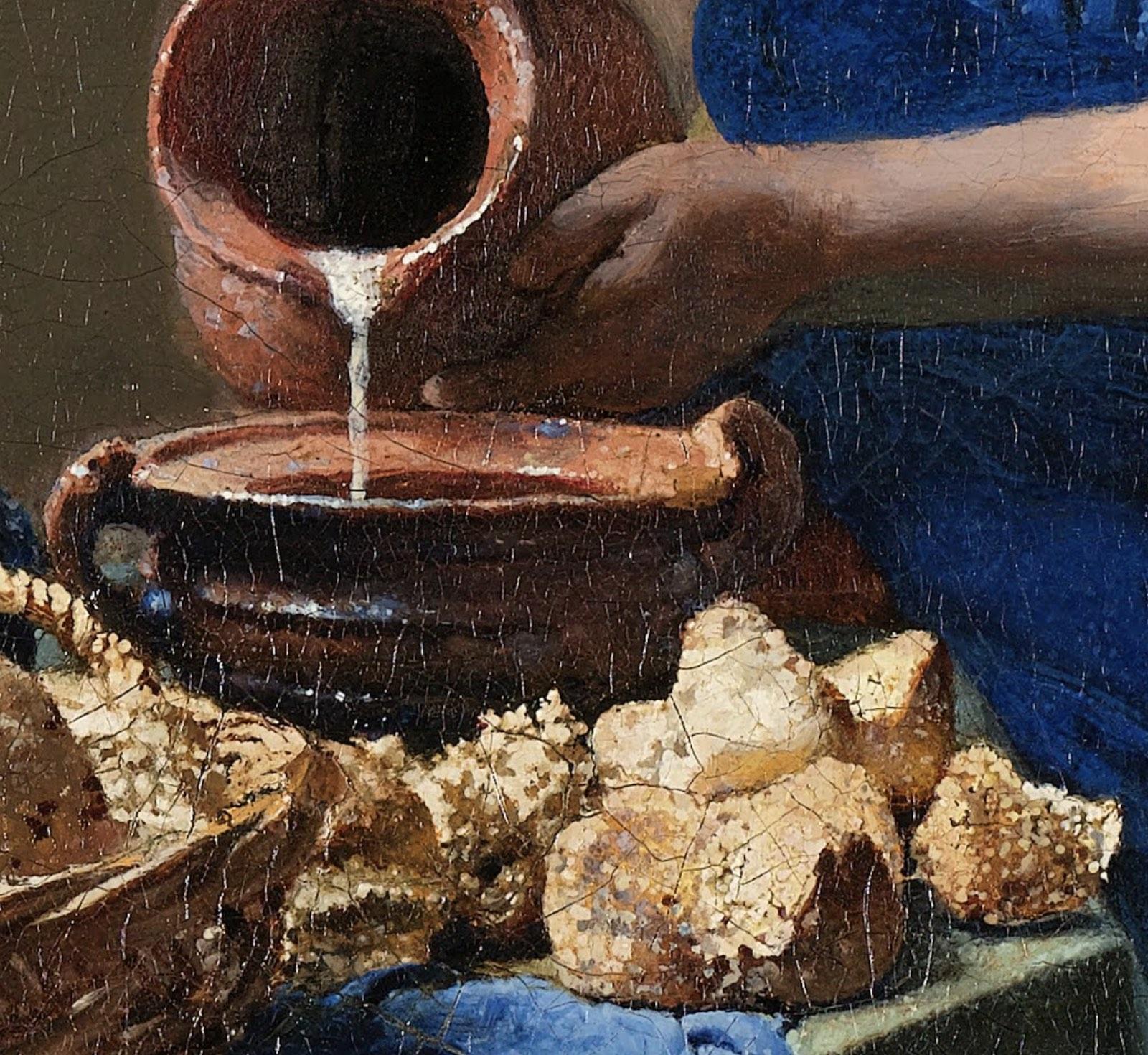 Johannes Vermeer, The Milkmaid, c. 1660. Rijksmuseum. detail