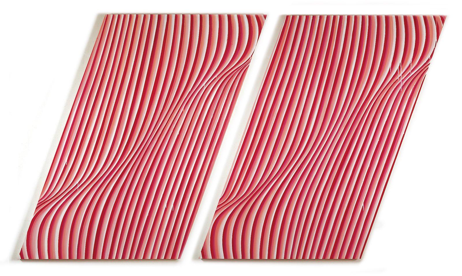 Karin Davie, Chris #1 &amp; #2, 1993. Part of the Odalisque series. Oil on canvas over shaped stretcher. Each canvas: 90 x 60 in.