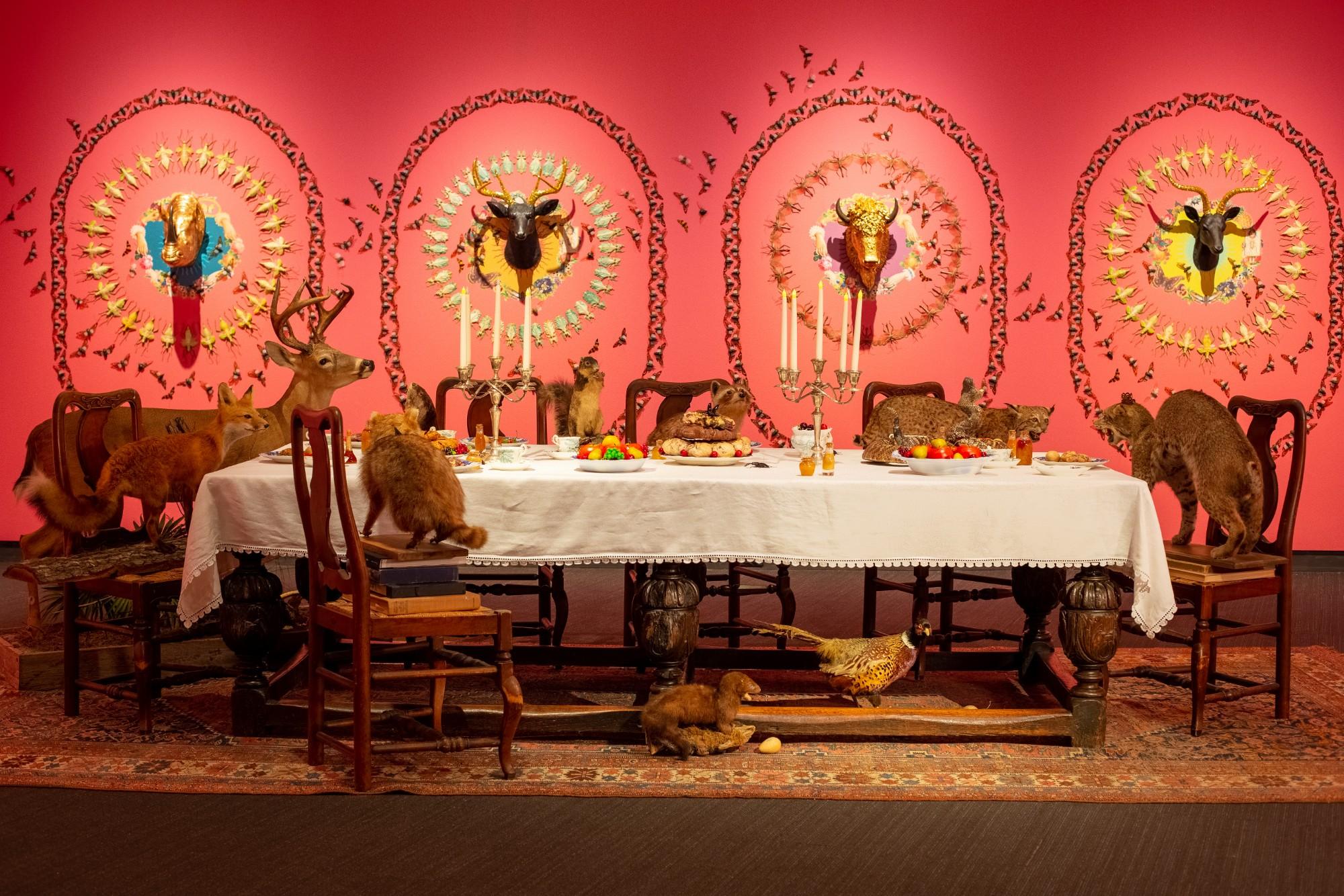 Jennifer Angus, Animal Dinner Party, 2019.