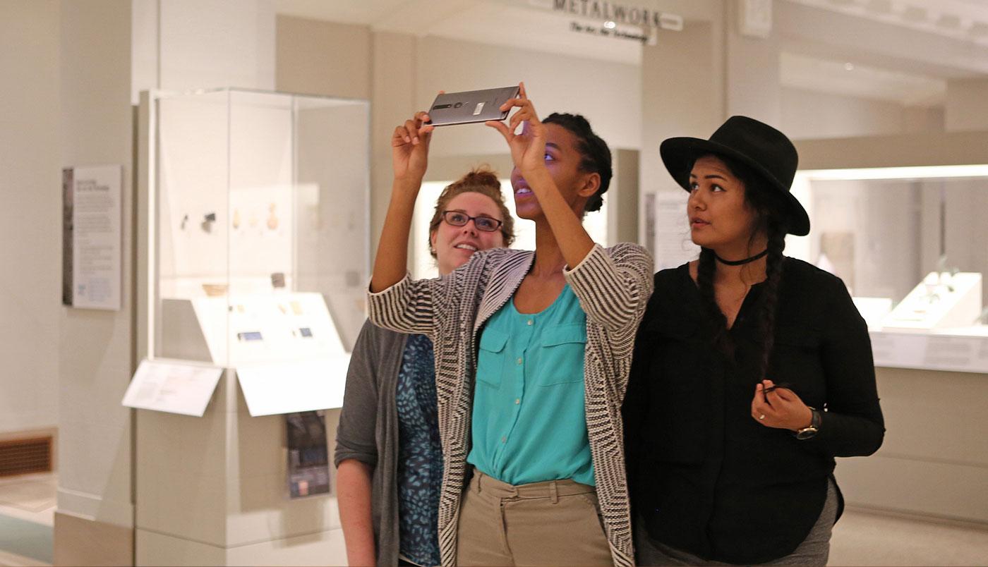 Visitors using Lumin at the Detroit Institute of Arts