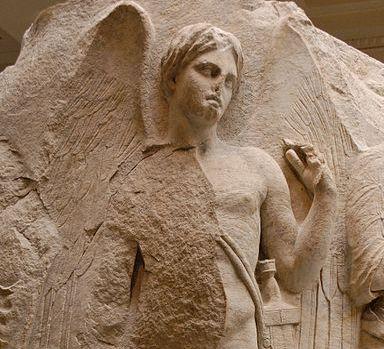 Unknown, Thanatos in a detail of the Temple of Artemis at Ephesos. Found at the southwest corner of the temple. Excavated by J. T. Wood for the British  Museum, 1871.