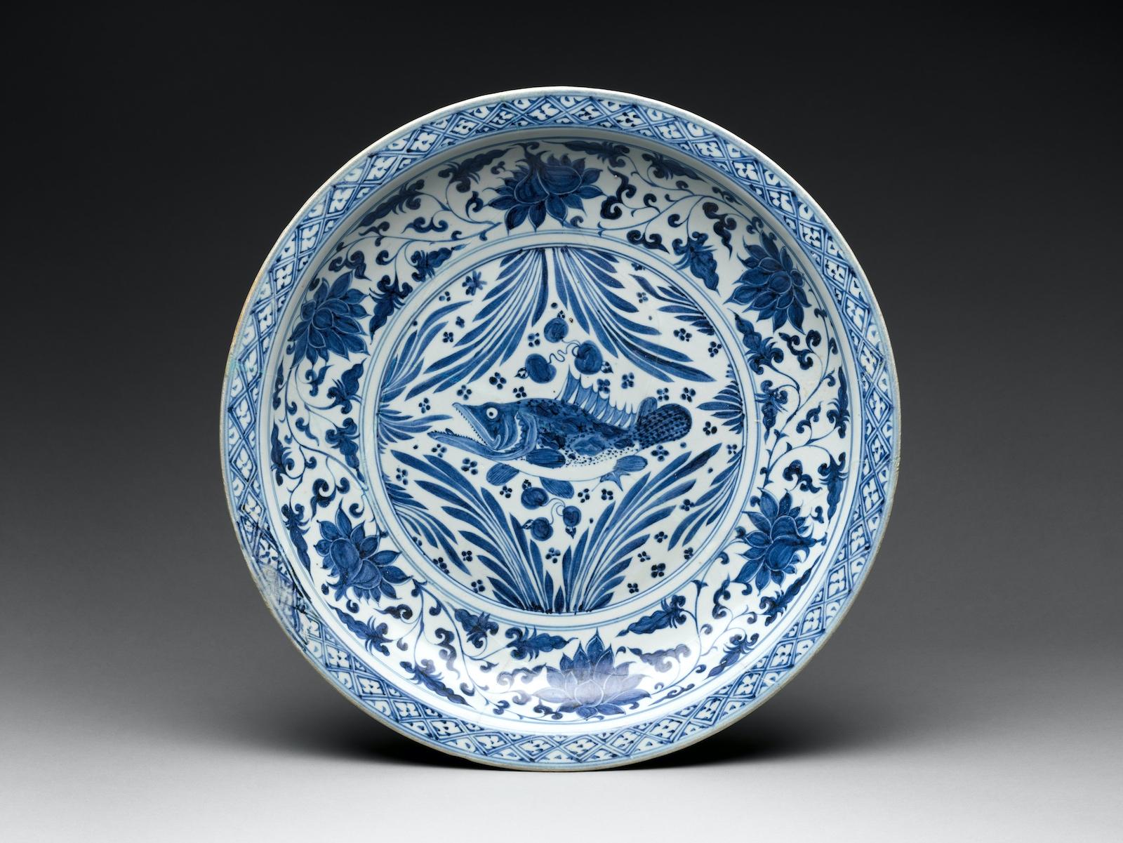 Chinese Porcelain plate with toothy carp.