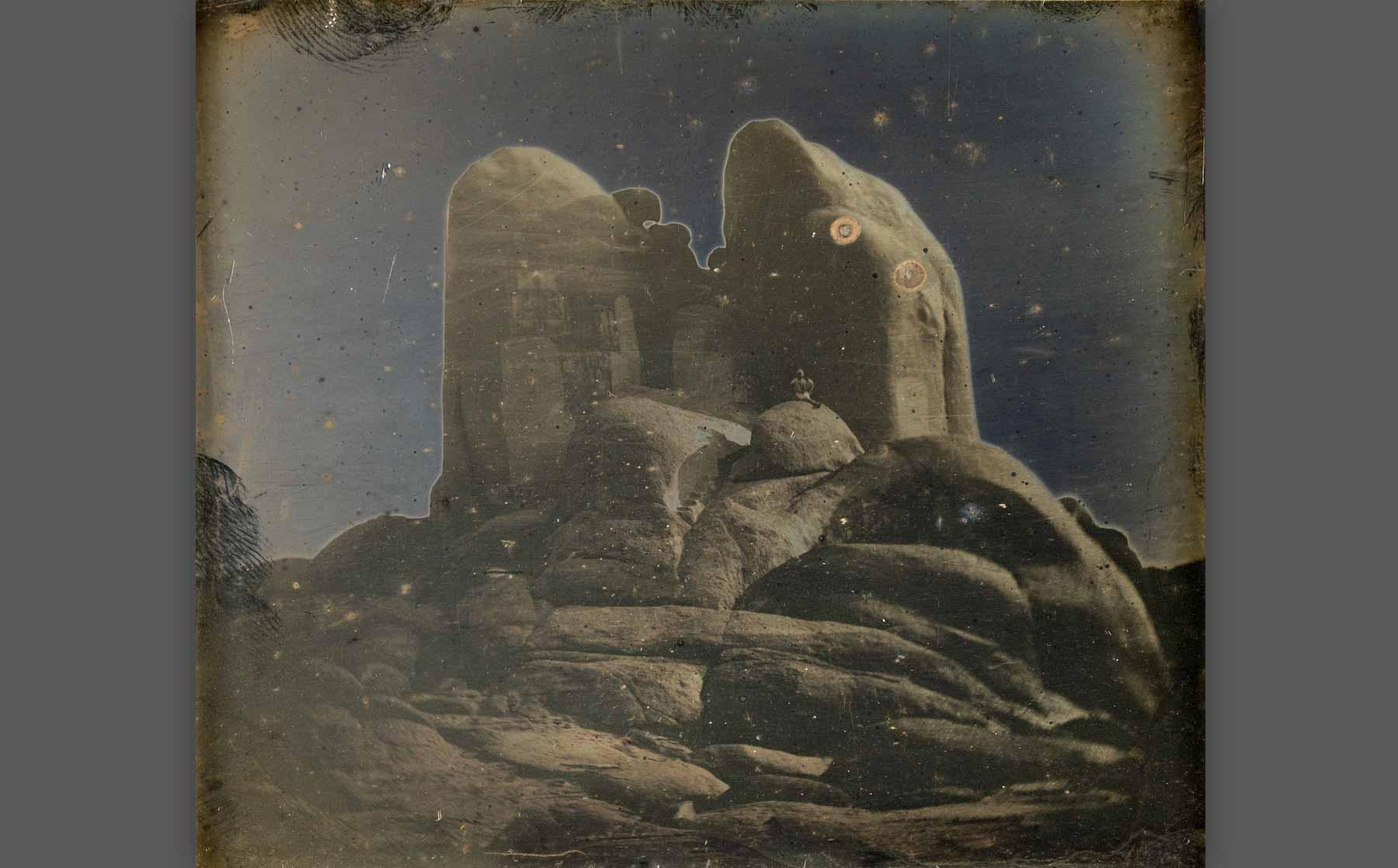 Girault de Prangey, “Rocks, Philae” (1844), daguerreotype.