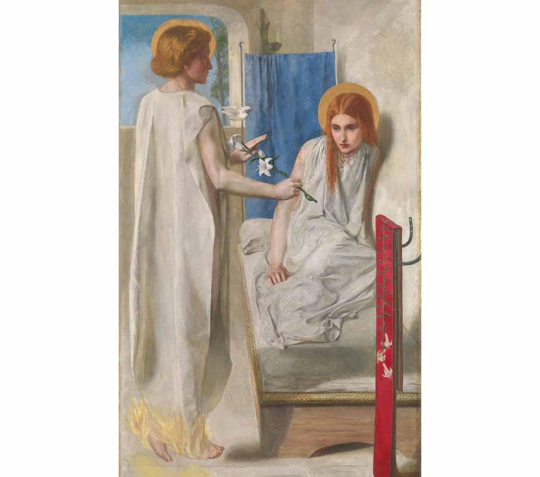 Christina Rossetti is the model in Ecce Ancilla Domini! (The Annunciation) by Dante Gabriel Rossetti, 1849-50.