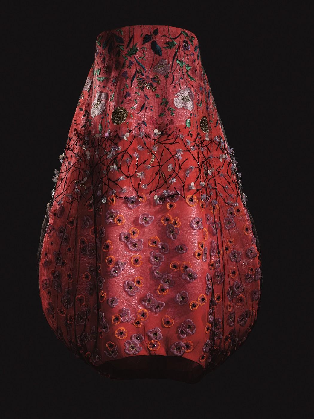 Raf Simons for Christian Dior, Embroidered tulle and silk evening gown