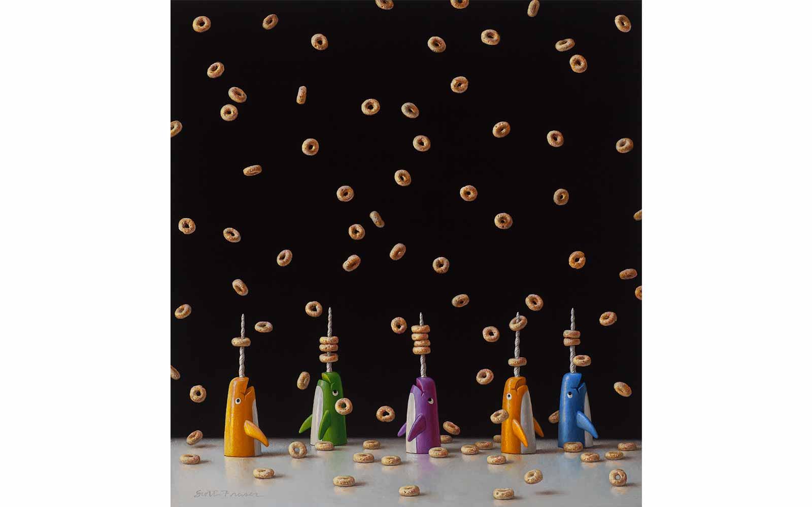 Scott Fraser, Cheerios. Oil on board. 14 x 13 inches.