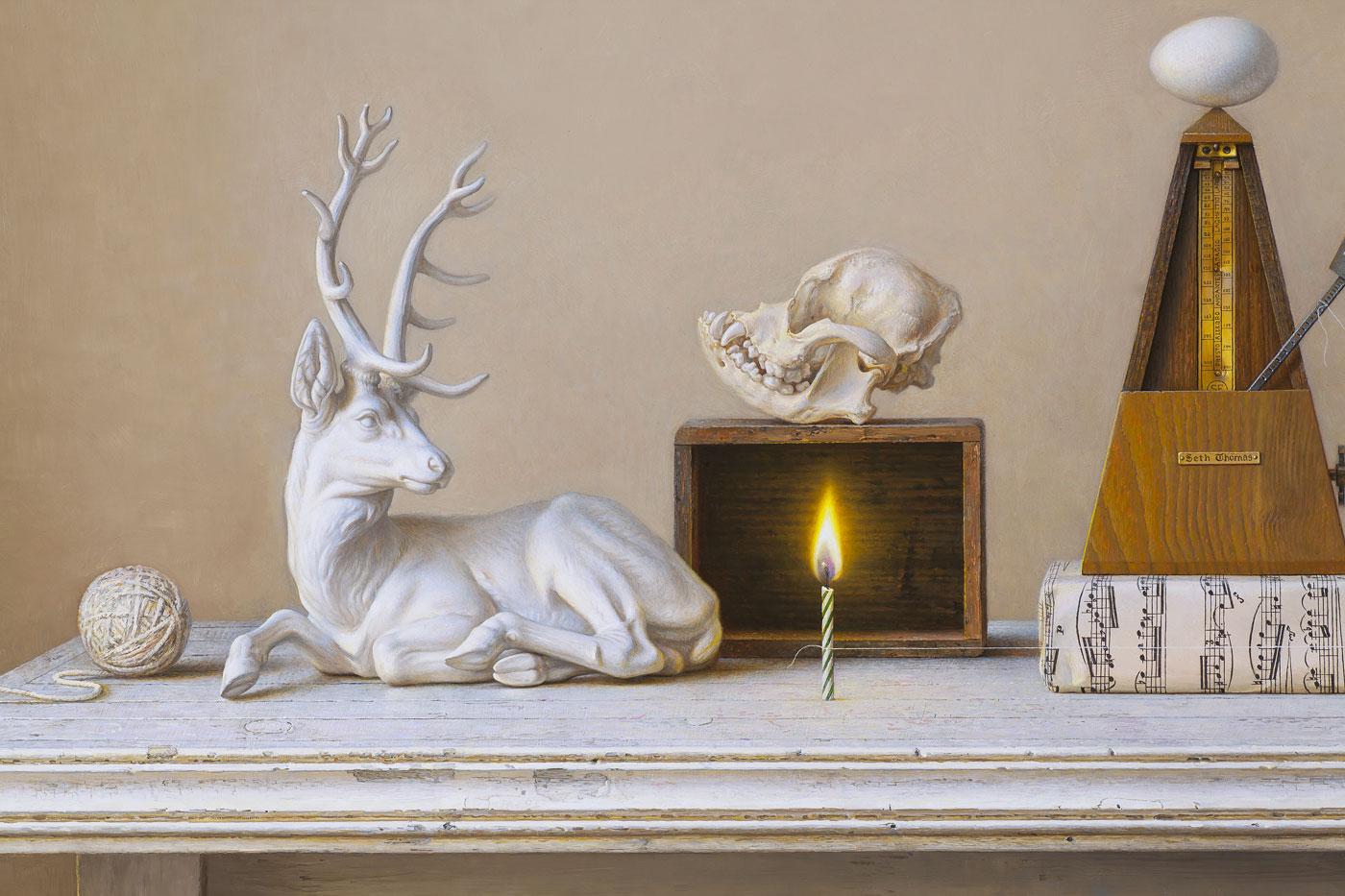 Scott Fraser hyperreal painting Detail from Vanitas in White