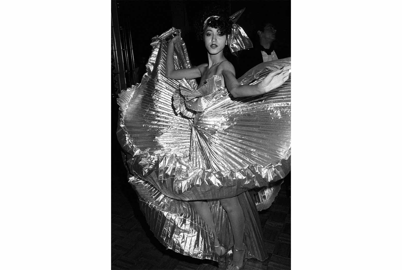 Pat Cleveland on the dance floor during Halston's disco bash at Studio 54, 1977.