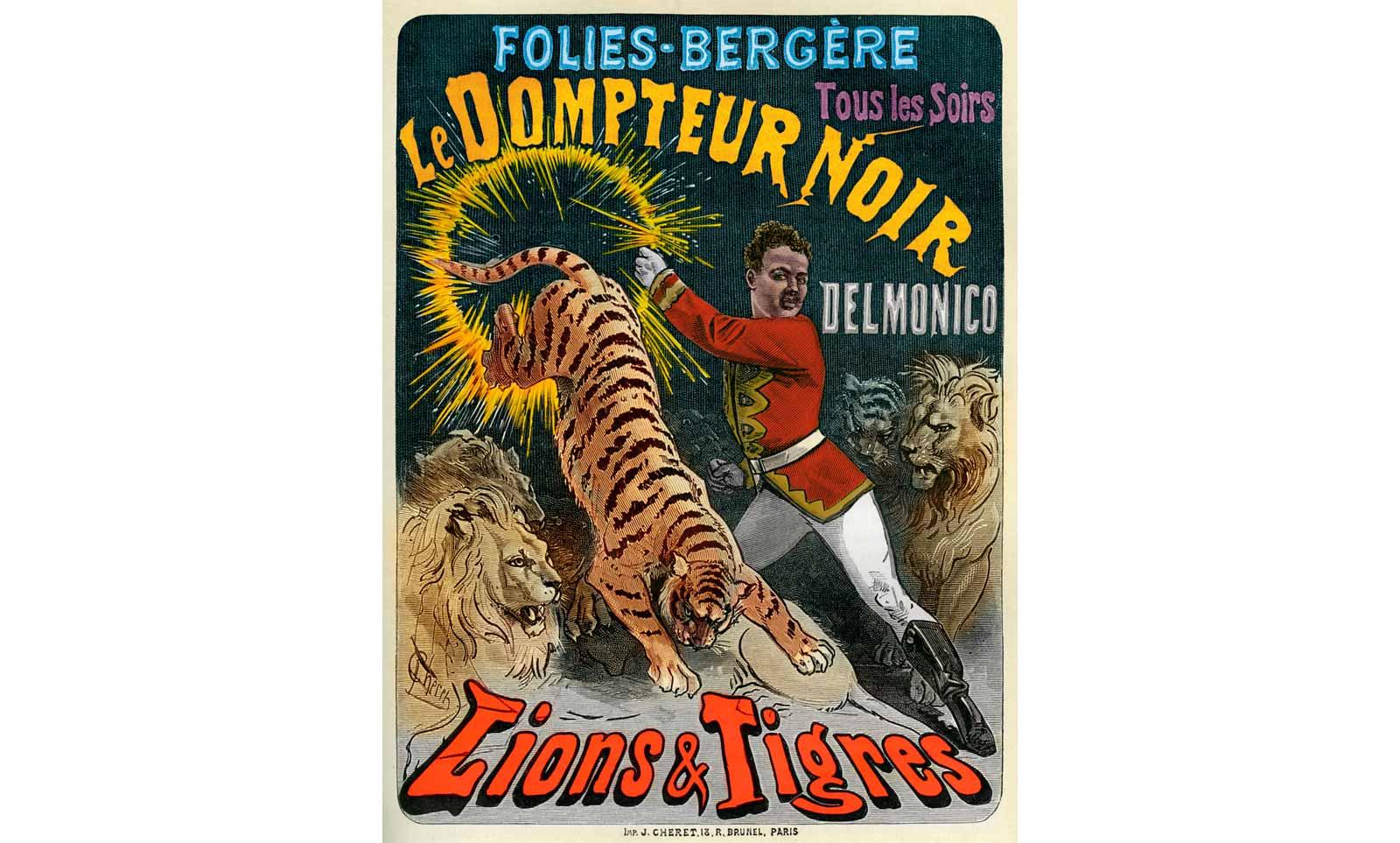 Jules Cheret (1836-1932), Delmonico, the black tamer. Oller Fantasies, Music Hall, 1876