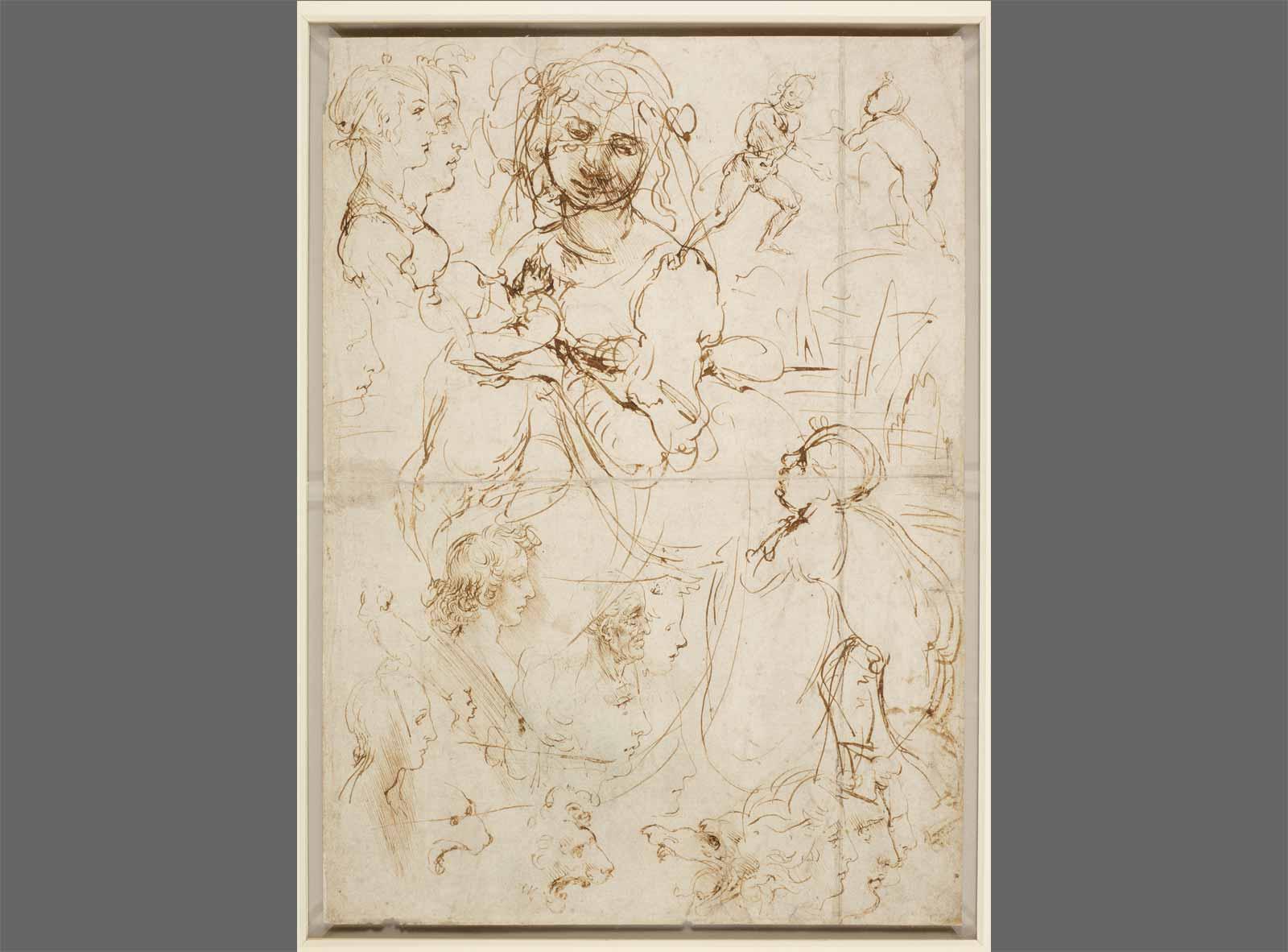 Leonardo da Vinci Sketches of Heads and Figures