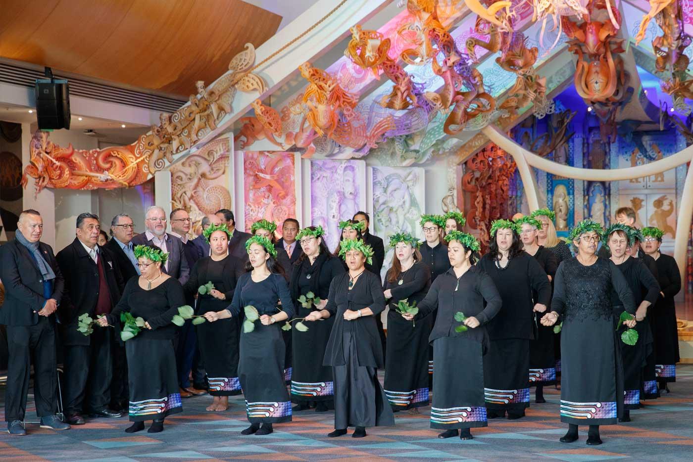 Haka powhiri by the kaimahi o Te Papa Tongarewa and iwi representatives of Ngati Toa and Te Atiawa