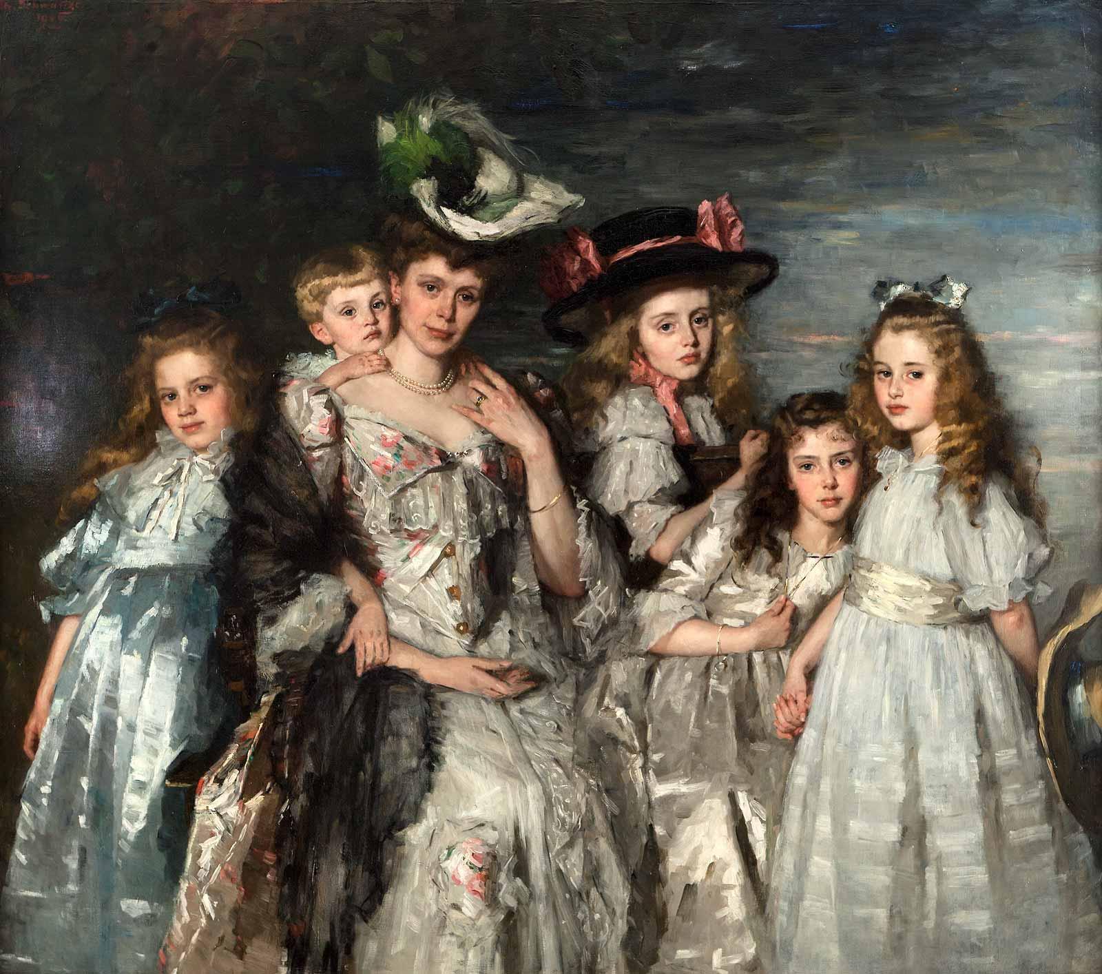 Thérèse Schwartze, Portrait of Aleida Gijsberta van Ogtrop-Hanlo with her five children, 1906.