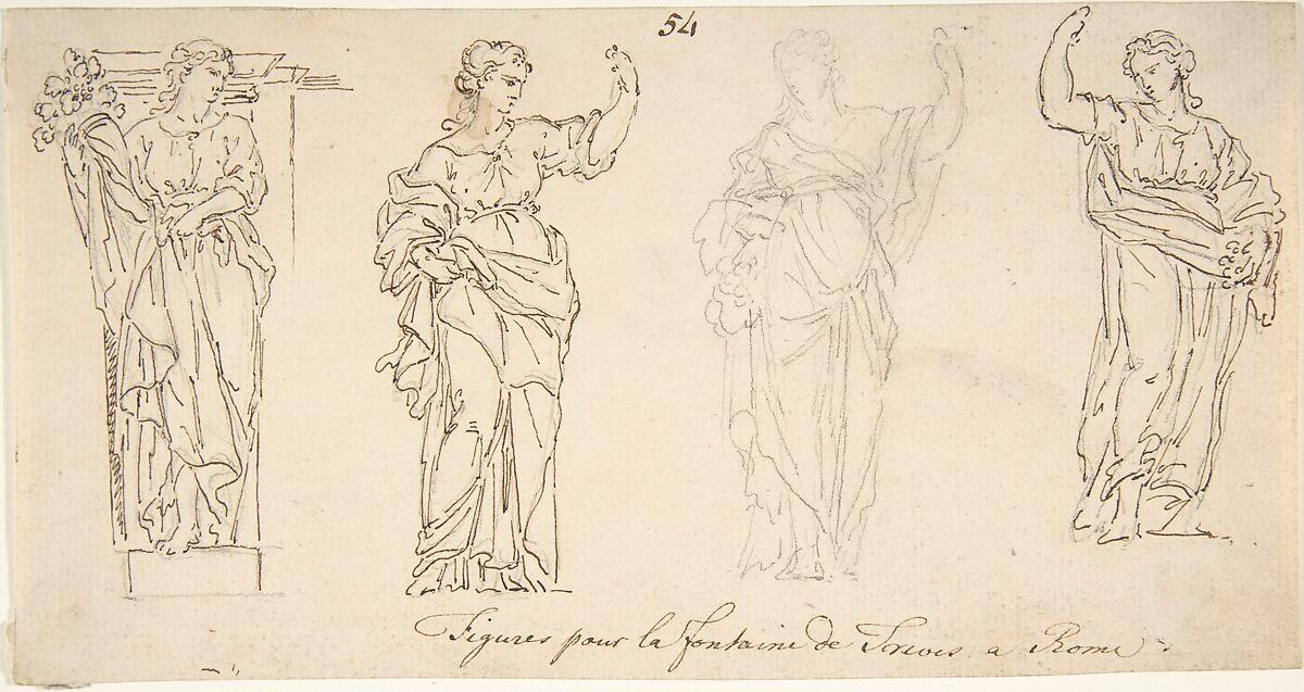 Unknown (French), Design for Female Figures for the Trevi Fountain, 18th century. The Metropolitan Museum of Art, New York City.