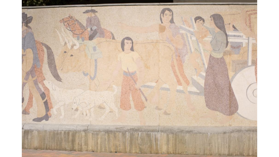 detail Helen Lundeberg's The History of Transportation (1939) mural