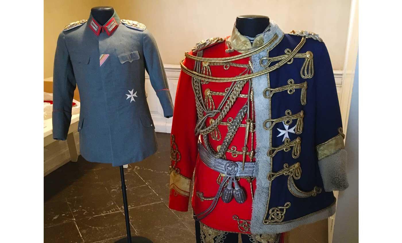 Uniforms belonging to Kaiser Wilhelm II on display at the Neues Palais, Potsdam.